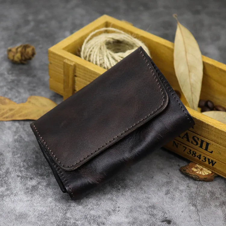 New Simple Men Wallets High Quality Genuine Cow Leather Coin Pocket Retro Handmade Male Purses Card Holder Men's Money Clips
