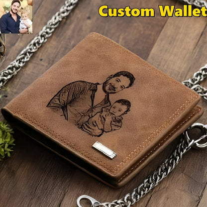 Custom Engraved Exclusive Personalized Photo Faux Leather Wallet - Men And Women/Couples/Parents/Gifts Universal,