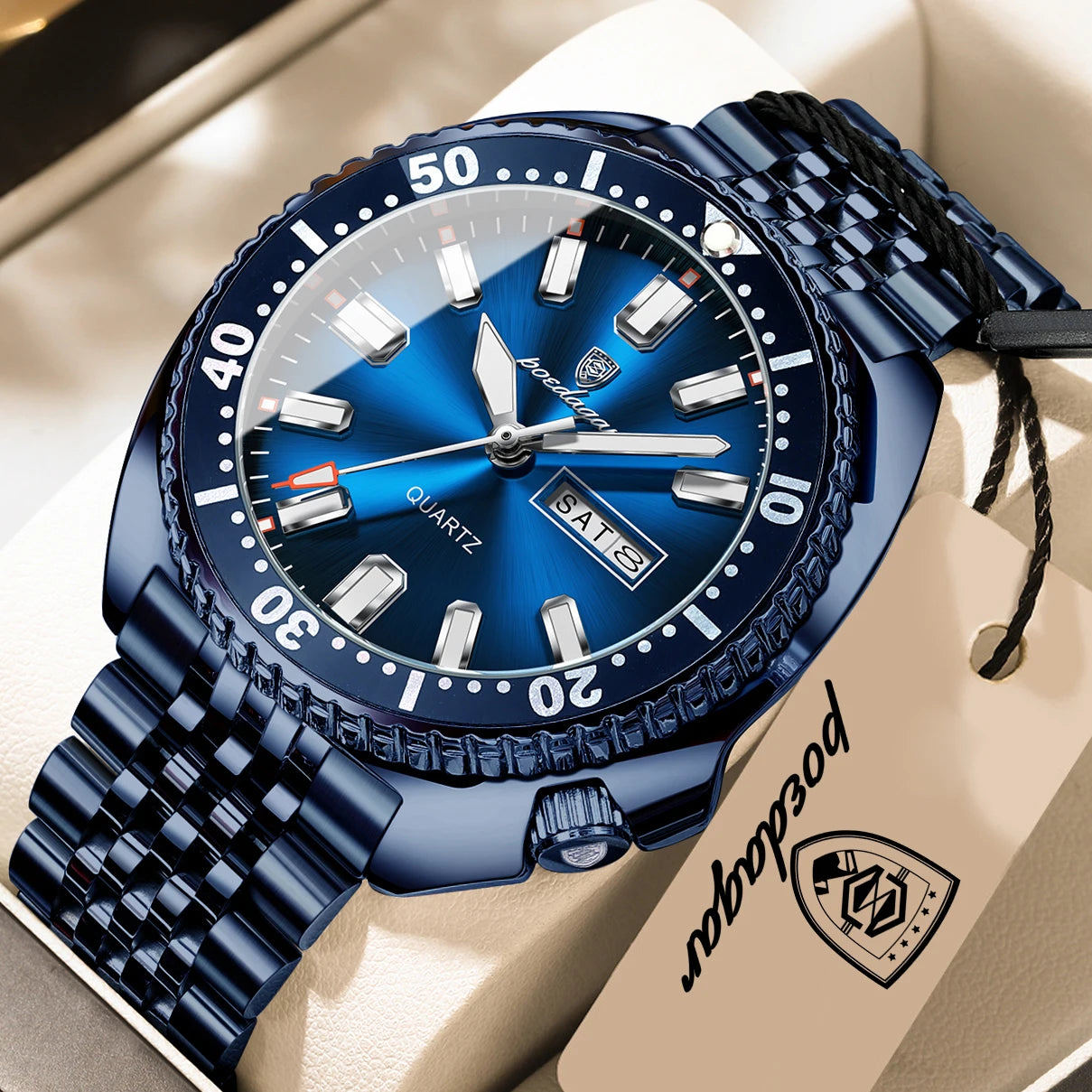 POEDAGAR Luxury Quartz Men Clock Waterproof Luminous Business Man Wristwatch Stainless Steel Date Week Sport Men's Watches Reloj