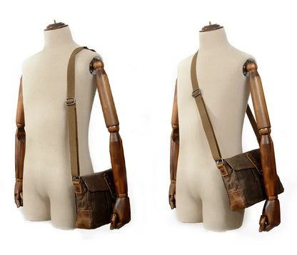 Retro crossbody bag casual canvas shoulder bag simple men's crossbody bag water-resistant men's bag horizontal Crossbody bag