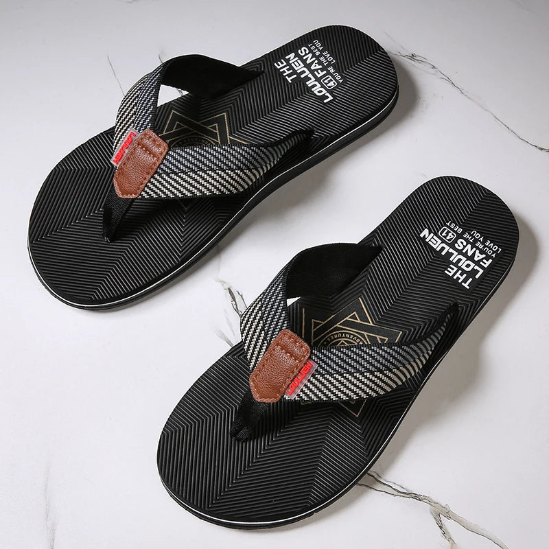 Men's Cotton Slippers Comfortable Breathable Home Footwear Soft Slip On Summer Sandals