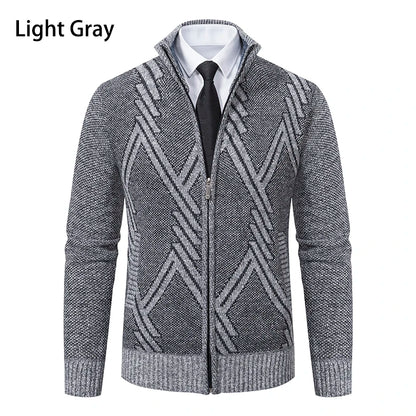 Spring Autumn Knit Cardigan Men Sweater Coat Man Clothes Brown Grey Brand Male Knitting Jackets