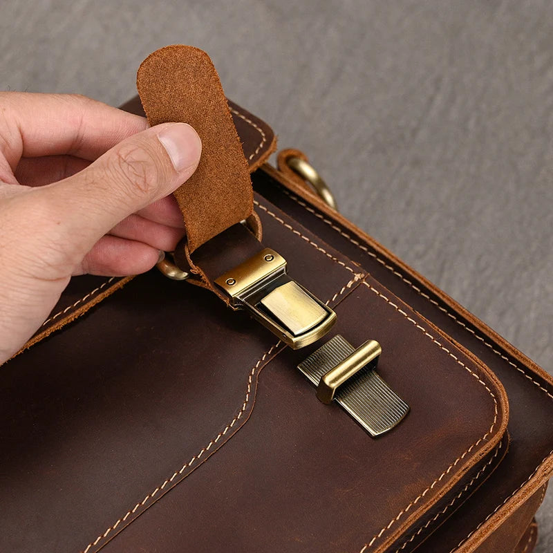 Luufan Crazy Horse Leather Men's Shoulder Bag Vintage Messenger Bags Men Male Small Travel Crossbody Bags Man Handbag Sling Bag