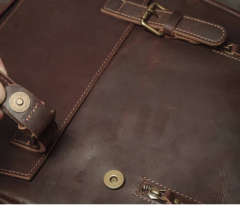 NUKA Men's Genuine Leather Backpack Vintage Outdoors Travel Bag Luxury Crazy Horse Cowhide Schoolbag Mountaineering Backpack