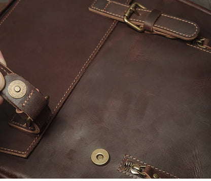 NUKA Men's Genuine Leather Backpack Vintage Outdoors Travel Bag Luxury Crazy Horse Cowhide Schoolbag Mountaineering Backpack