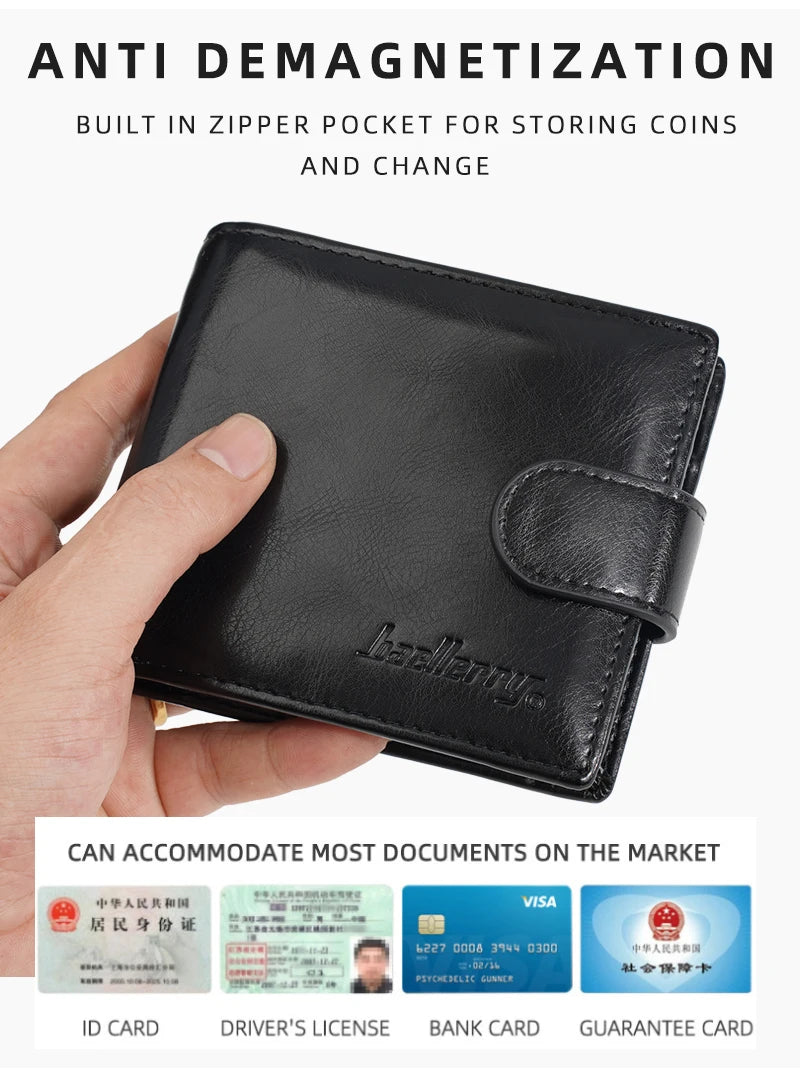 Baellerry New Short Men Wallets Zipper Coin Pocket Business Male Purses High Quality PU Card Holder Small Wallet For Men