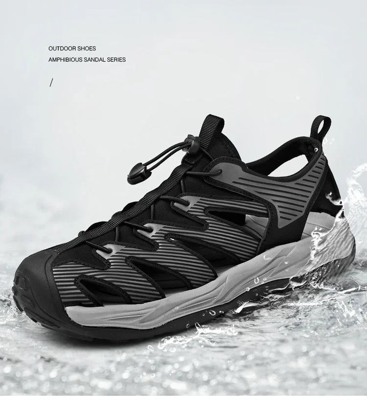 Water-wading quick-drying Baotou Sandals for men 2026 new summer soft soles wearing lightweight non-slip beach shoes for men 46