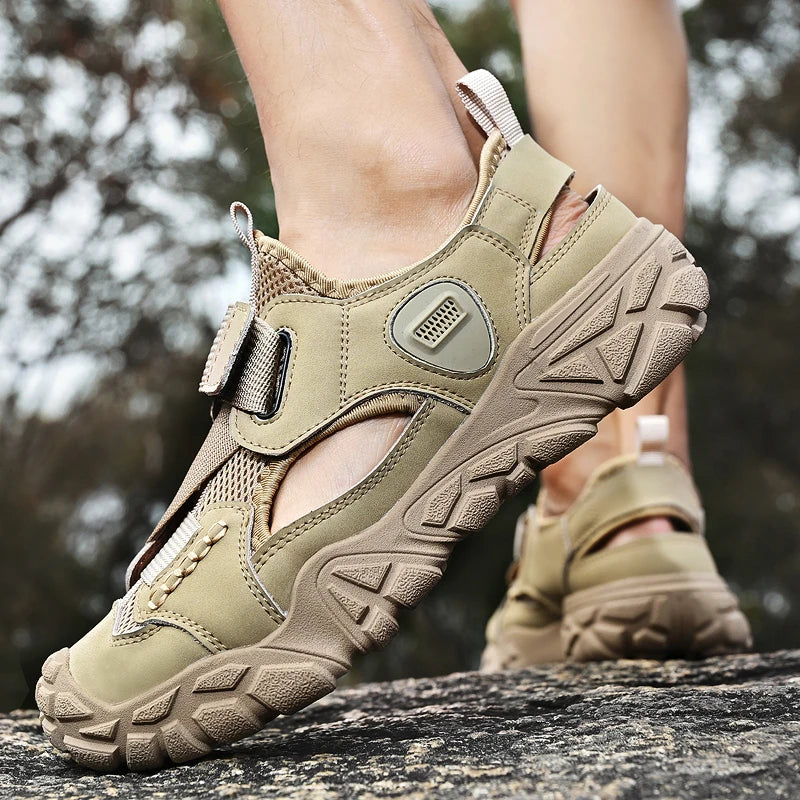 Comfort Men Mesh Sandals Lightweight Summer Shoes Outdoor Quick-Dry Wading Aqua Shoes Non-Slip Travel Beach Flats  Daily Sandals