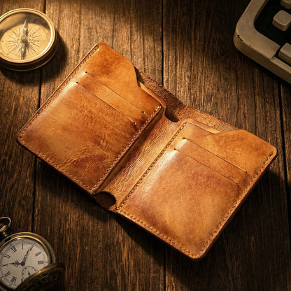Vintage Genuine Leather Men Wallet High Quality Card Holder Large Capacity Durable Male Money Clips