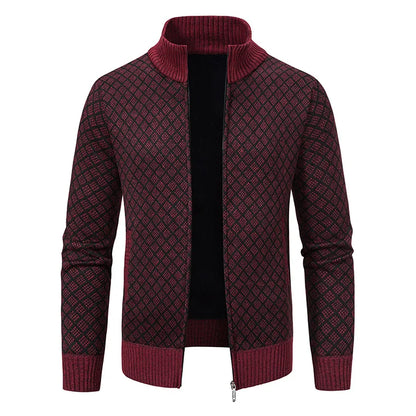 Men's Knitted Cardigan Coat Korean Slim Fit Trendy Sweater Autumn Winter Zip Up Mens Fleece Lined Top Clothing