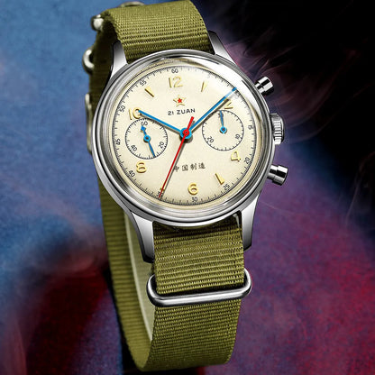 Red Star Retro 1963 Chronograph ST1901 Hand Winding Movement Air Force Pilots Aviation Sapphire Men Mechanical Watch Waterproof