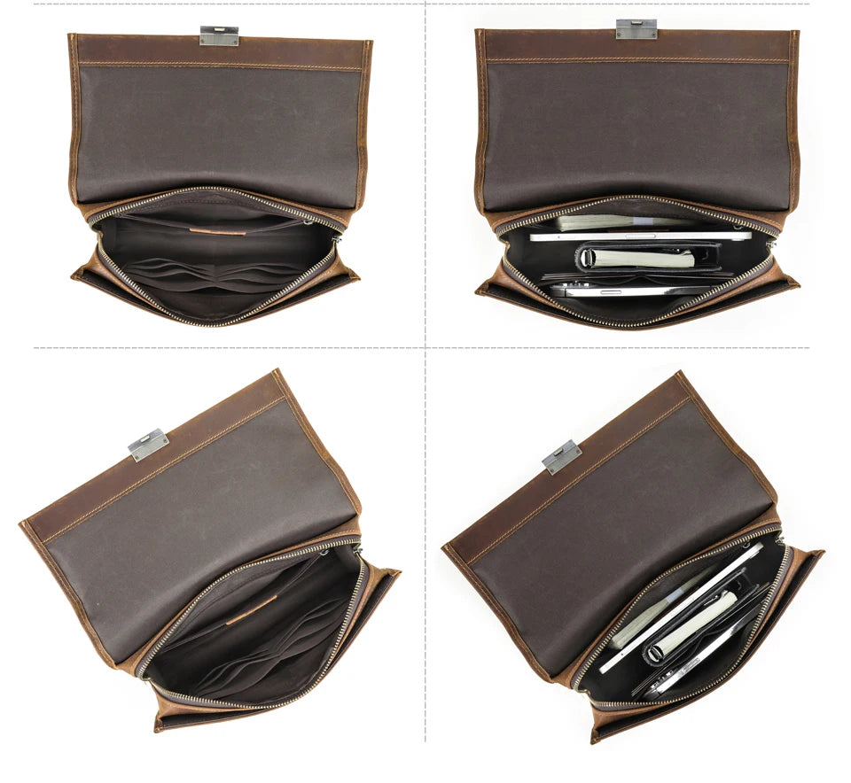 CONTACT'S Genuine Leather Clutch Bags Men Password Retro Wrist Strap Handbag iPad Travel Business Fitness Clutch Wallet