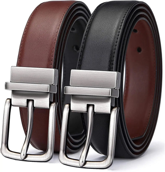 Men's Reversible Belt 1.25" Adjustable Cut for Fit 2 Sides in 1 Belt Gift for Men