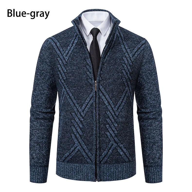 Spring Autumn Knit Cardigan Men Sweater Coat Man Clothes Brown Grey Brand Male Knitting Jackets