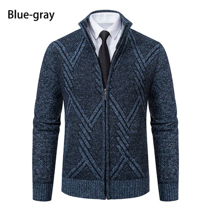 Spring Autumn Knit Cardigan Men Sweater Coat Man Clothes Brown Grey Brand Male Knitting Jackets