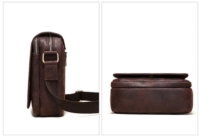 Fashion Crazy Horse Leather Men's Messenger Bag Flap Large Capacity Crossbody Bag Top Quality Shoulder Bag Sling Bag Tote