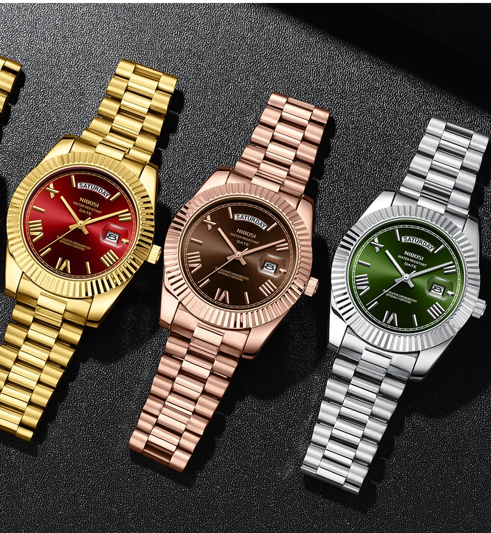 NIBOSI Fashion Watch Men Day Date Miyota Quartz Men Watch Top Brand Luxury Wristwatch Waterproof Steel Male Clocks Reloj Hombre