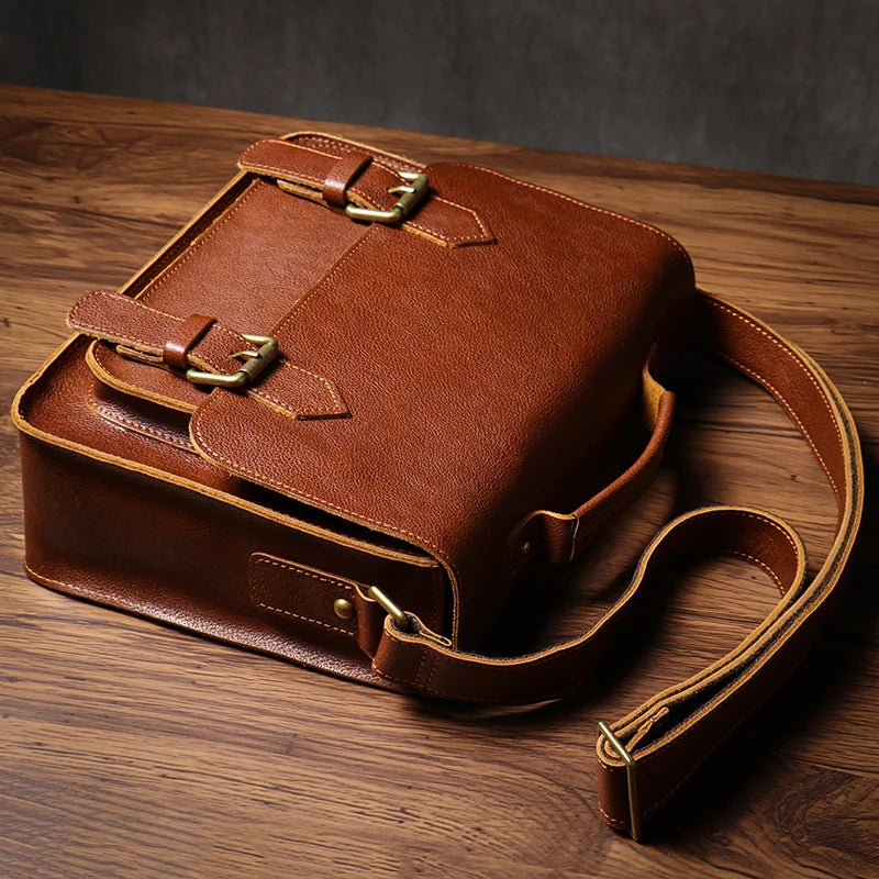 NUKA High Quality Top-Grain Cowhide Crossbody Bag Retro Unisex Messenger Bag Luxury Shoulder Bag Genuine Leather Cambridge Bags