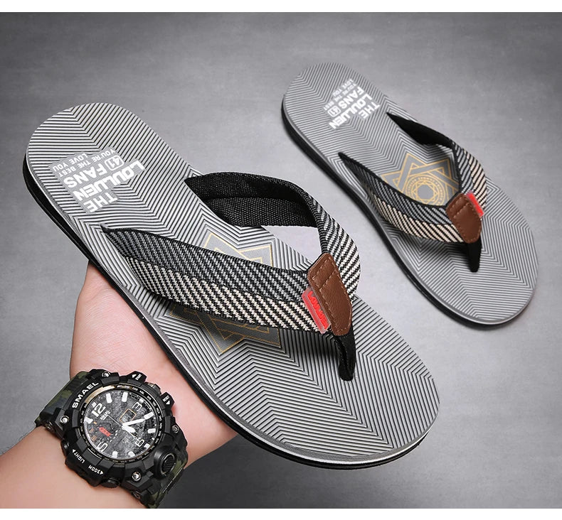 Men's Cotton Slippers Comfortable Breathable Home Footwear Soft Slip On Summer Sandals