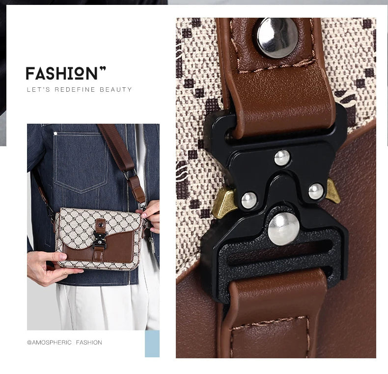 High-End Casual Shoulder Bag for Commuting Business Waterproof Daily Sling Bag Fashionable Jacquard Pattern Men's Crossbody Bag