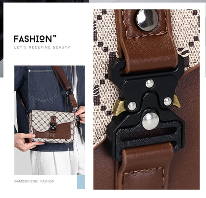 High-End Casual Shoulder Bag for Commuting Business Waterproof Daily Sling Bag Fashionable Jacquard Pattern Men's Crossbody Bag