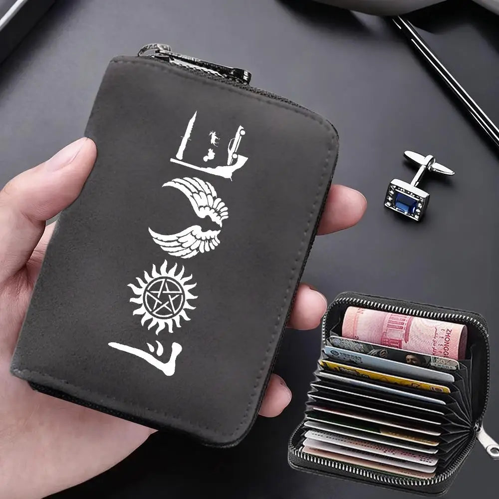 Supernatural Multifunctional Card Bag 11 Cards Slot Credit Card Holder Anti Demagnetization Wallets Cover Zipper Wallet for Men