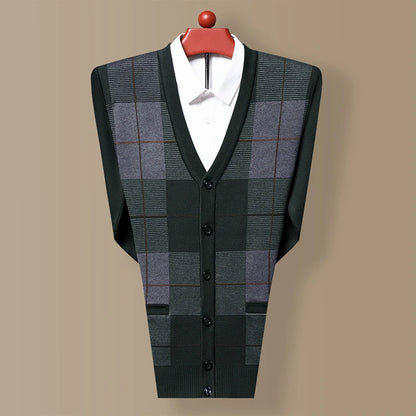 Dad's Sweater Cardigan Jacket Thickened Autumn and Winter Knitted Casual Thick Style Middle-aged and Elderly Men's Top