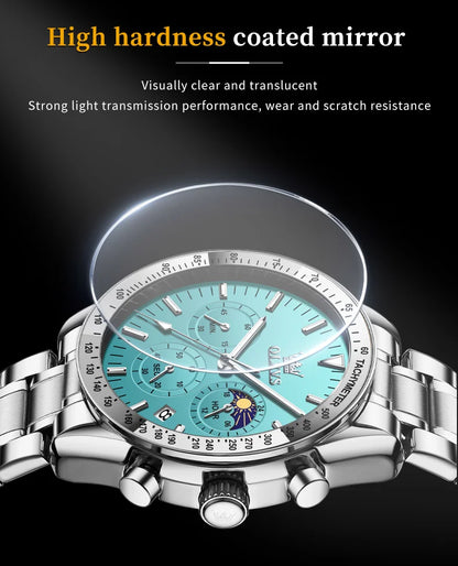 OLEVS 3618 Mens Watch Original Brand Waterproof Luminous Quartz Wristwatch Watch For Man  Multifunctional Chronograph With Box