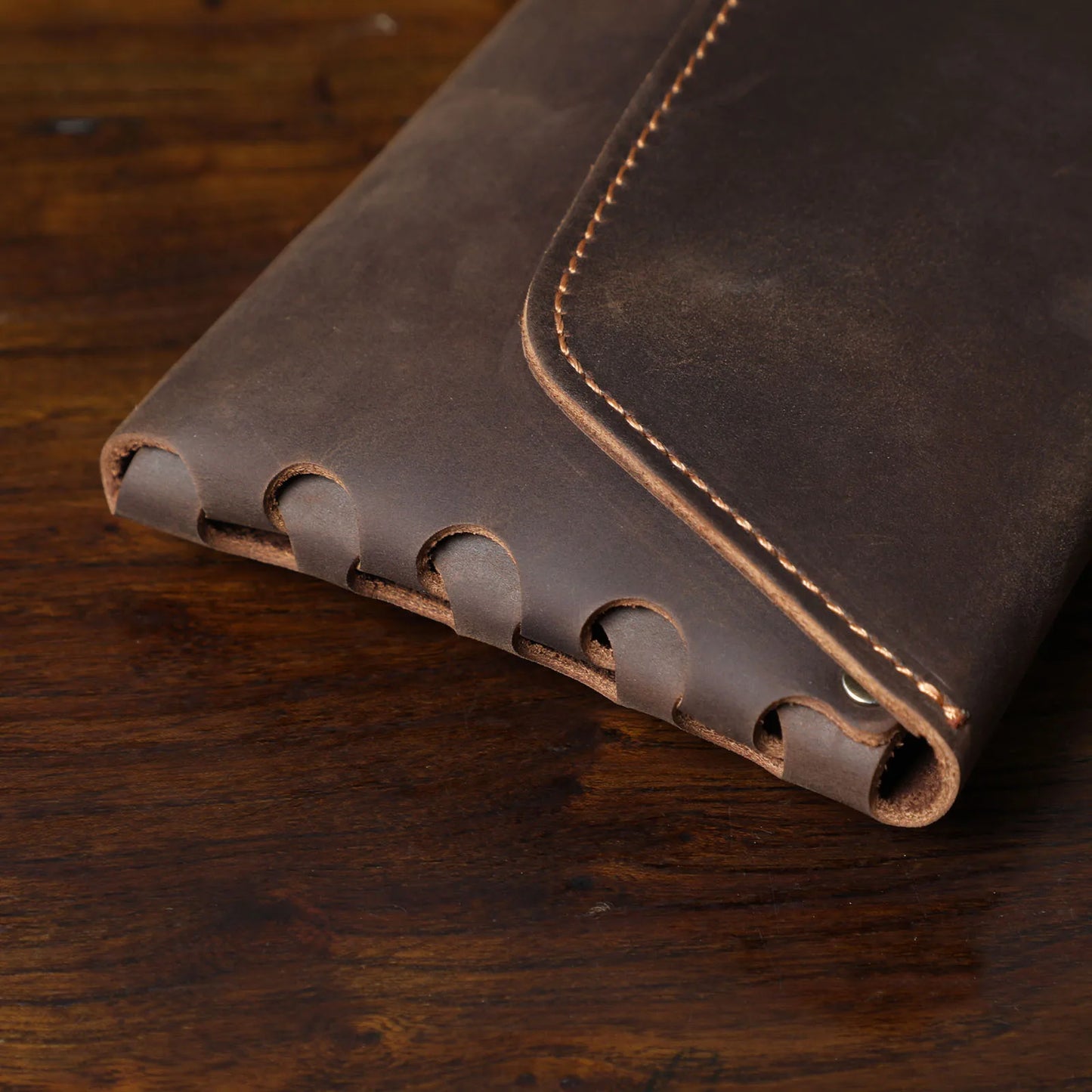 S.WORKER Classic Full Grain Leather Long Wallet For Men Large Capacity For Cash&Cards Slot Pocket Purse