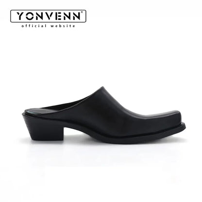 Casual business formal leather slippers for men and women summer new mules fashionable simple breathable and comfortable sandals