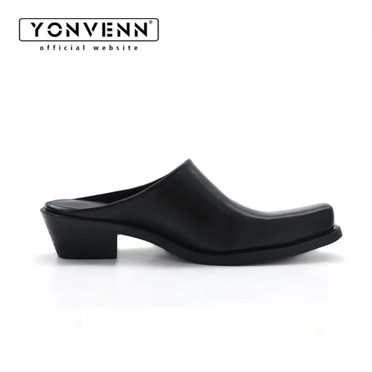 Casual business formal leather slippers for men and women summer new mules fashionable simple breathable and comfortable sandals
