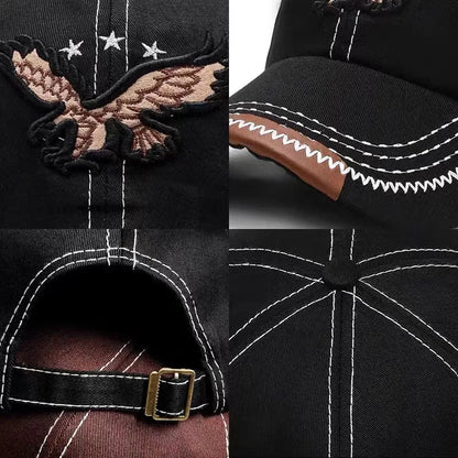 1pc Men's Eagle Embroidery Baseball Cap Korean Deepening Big Head Circumference Women's Trendy Casual Couple Sunscreen Sun Hat
