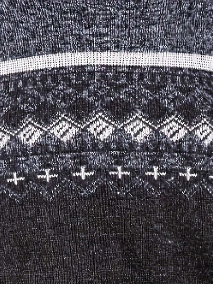 Men's Zip Up Fair Isle Cardigan Sweater Warm Knit Jacquard Stand Collar Casual Winter Pullover with Thermal Lining
