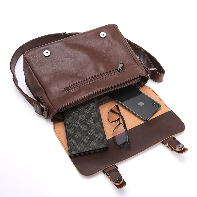 Vintage Men Crossbody Bags Luxury Fashion Shoulder Bag Mens Messenger Bag Laptop Bag Male Briefcase Handbags Daily Work Satchels
