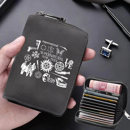 Supernatural Multifunctional Card Bag 11 Cards Slot Credit Card Holder Anti Demagnetization Wallets Cover Zipper Wallet for Men