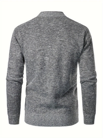 Men's Fleece Lined Knit Cardigan, V-Neck Button Sweater Jacket, Warm Casual Business Knitwear Coat for Autumn Winter