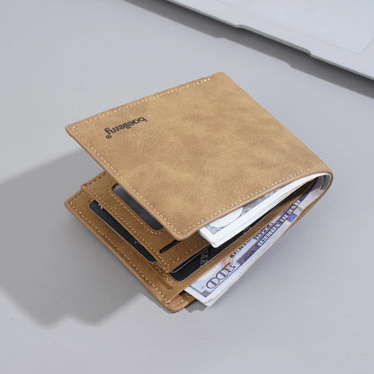 New Men's leather short wallet thin wallet Lightweight minimalist soft wallet