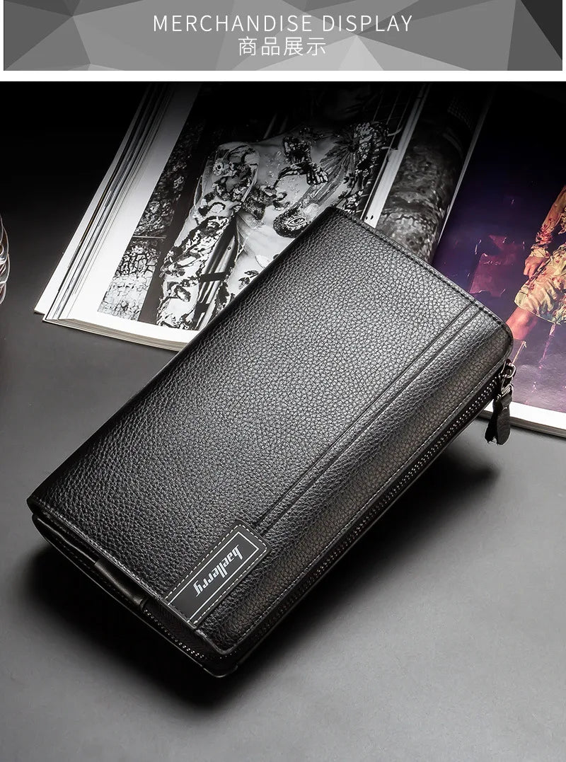 Baellerry Large Capacity Phone Pocket New Men Wallets Handbag Brand Card Holder Zipper Male Wallets Passport Case Men's Purses