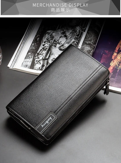 Baellerry Large Capacity Phone Pocket New Men Wallets Handbag Brand Card Holder Zipper Male Wallets Passport Case Men's Purses