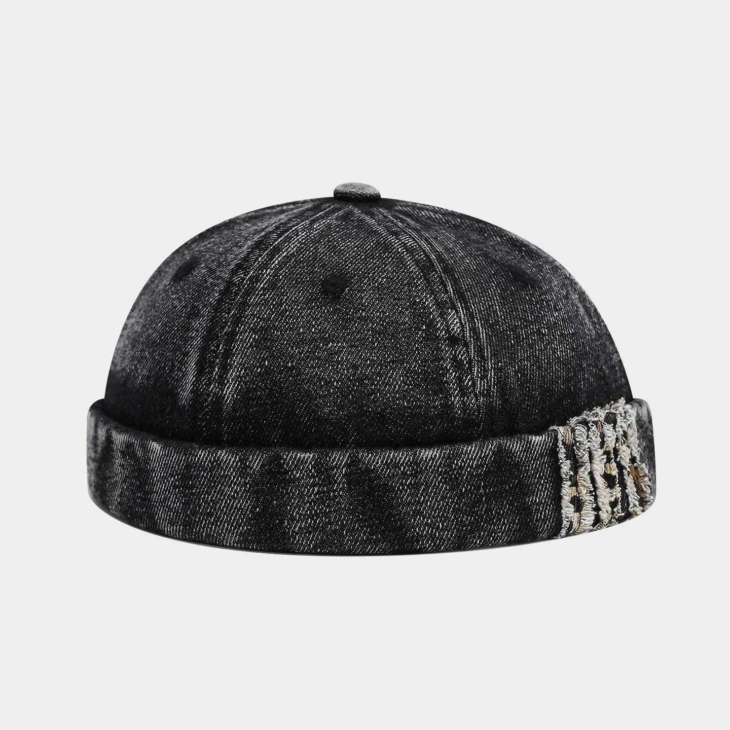 Retro Denim Docker Cap Splicing Style Brimless Caps Without Visor Leopard Beanie Hat Hats Adjustable Street Cool Vintage