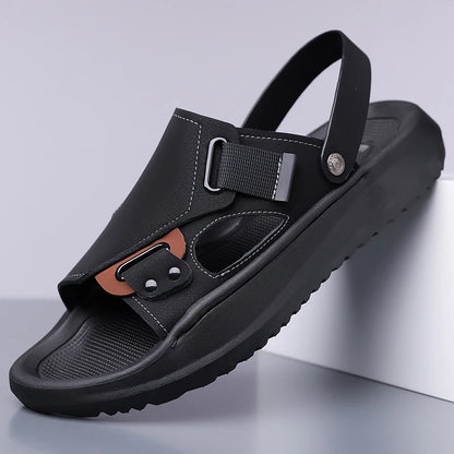 Men's Summer Outdoor Driving Sandals Comfortable Breathable Anti-slip Thick Bottom Two-Way Beach Slippers-WC20253