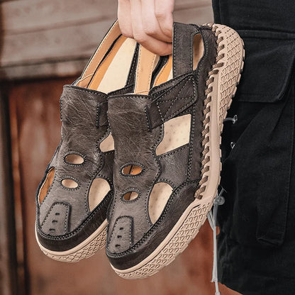 Male Casual Leather Summer Shoes Versatile Men's Sandals Durable Handmade Stitching Besch Shoes Non Slip Roma Footwear Sandals
