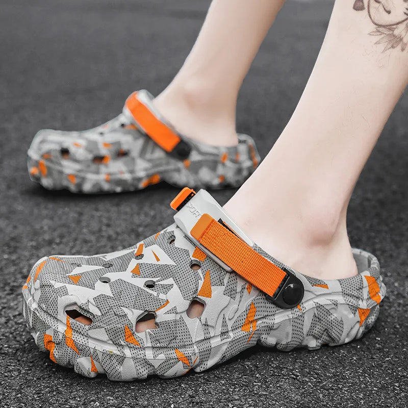 Size 40-47 Men Sandals Casual Street Light EVA Men's Casual Shoes Hole Shoes Clogs Home Garden Outdoor Male Beach Flat Slippers