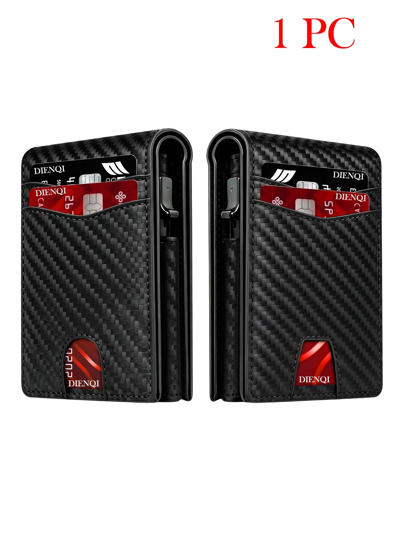 DIENQI Rfid High Quality Business Credit Card Holder Men Wallet Carbon Fiber Travel Pocket Wallet Money Bag Purse Gift for Men