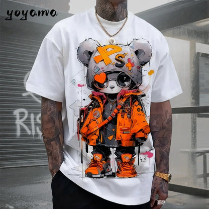Men's T-Shirts Hip Hop Bear Pattern 3D Print Men's Clothing Summer New Streetwear Oversized Unisex T-Shirt Harajuku Men Clothes