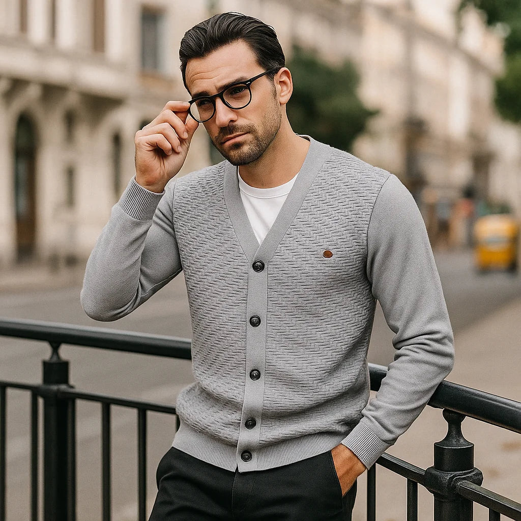 2025 Men's V-Neck Button-Up Cotton Cardigan Sweater Casual Knitwear Social Knitted Cardigans for Men