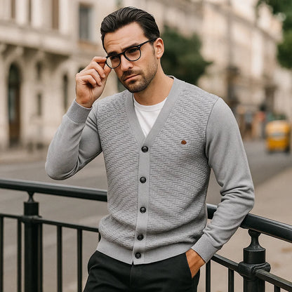 2025 Men's V-Neck Button-Up Cotton Cardigan Sweater Casual Knitwear Social Knitted Cardigans for Men