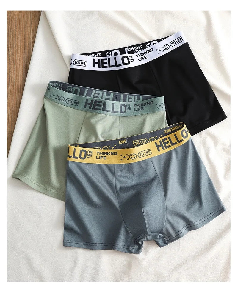 Men's Mid-Waist Thin Briefs Breathable Comfortable Large Size Sports Boxer Shorts Youth Flat Briefs Underwear Polyester Fiber