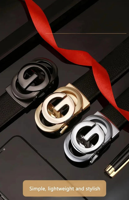Genuine Leather Belt Metal Alloy Automatic Buckle Brand Luxury Design Waist Belts for Men Strap Male Men belts