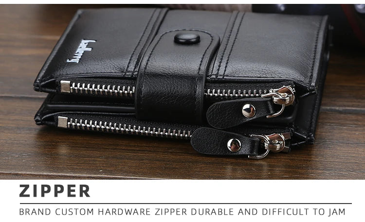 New  Men Wallets Fashion Short Desigh Zipper Card Holder Men Leather Purse Solid Coin Pocket High Quality Male Purse